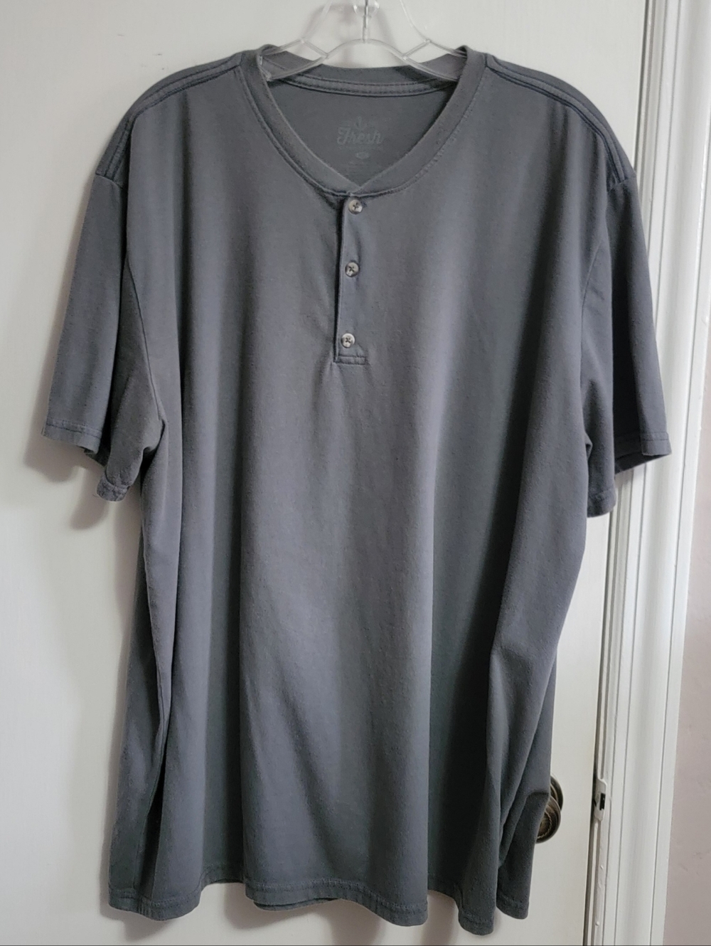 Fresh Clean Tees gray short-sleeved henley